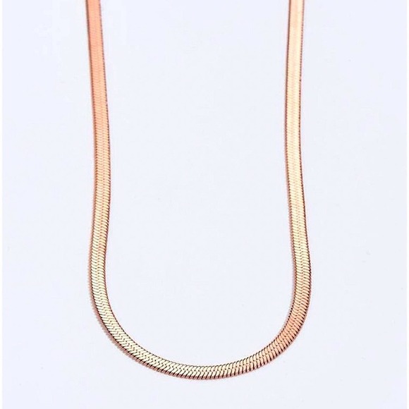 Rose Gold Herringbone Flat Snake Necklace - Picture 2 of 3